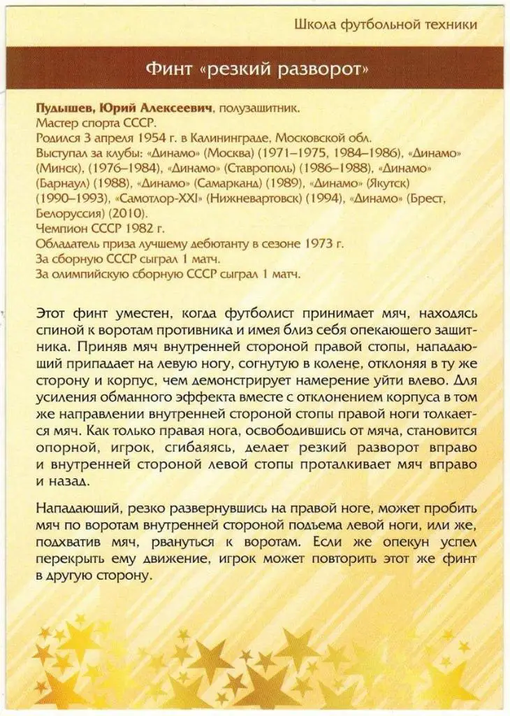 Открытка Юрий Пудышев Динамо Минск Виртуозы отечественного футбола № 50 1