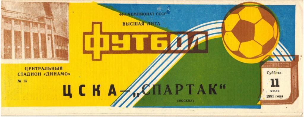 ЦСКА – Спартак Москва 11.07.1981
