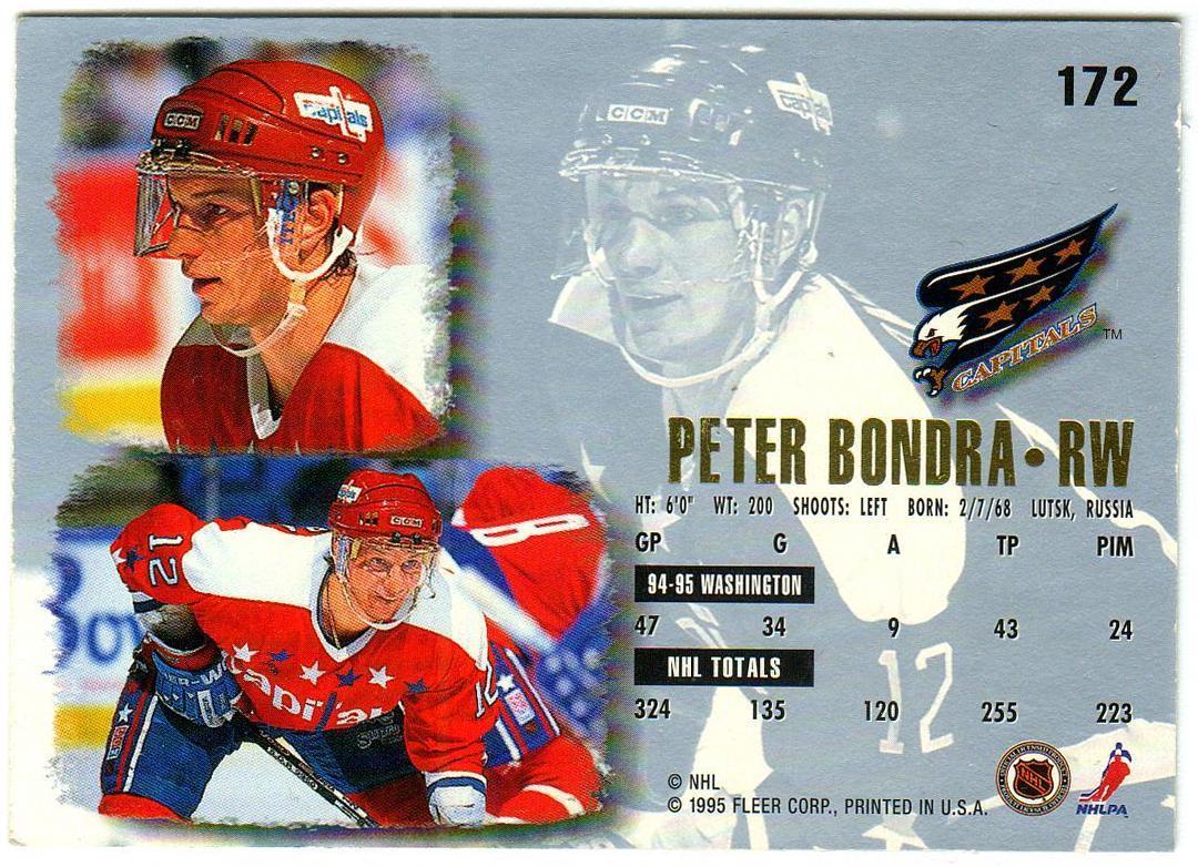 Петер Бондра Вашингтон Кэпиталз 1995-1996 NHL FLeer # 172 1