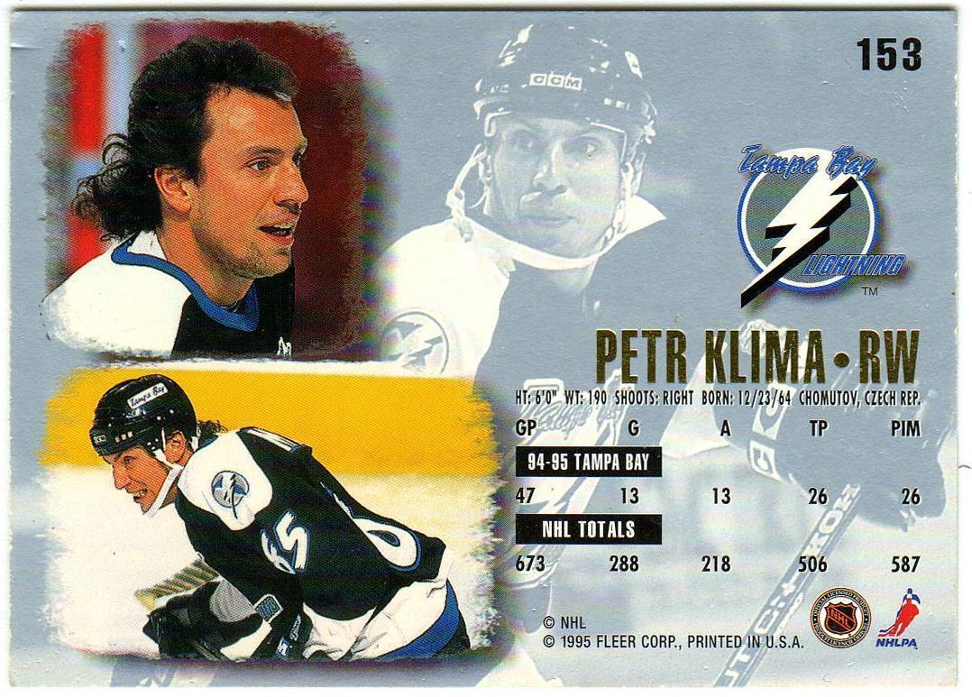 Петр Клима Тампа-Бэй Лайтнинг / Petr Klima Lightning 1995-1996 NHL FLEER №153 1