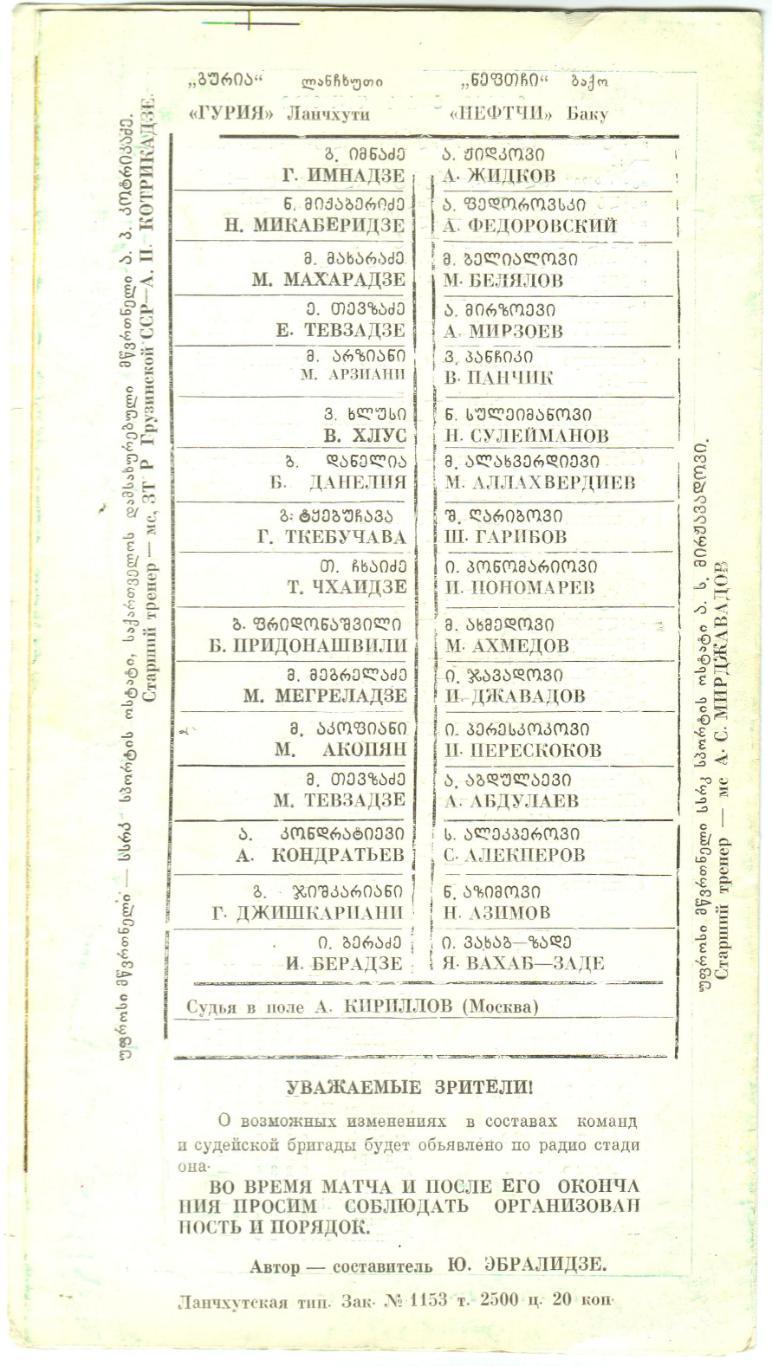 Гурия Ланчхути – Нефтчи Баку 18.05.1987 1