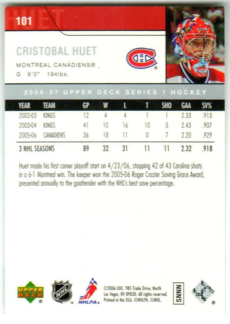 Кристобаль Юэ / Cristobal Huet 2006 Монреаль Канадиенс/Montreal Canadiens РЕДКАЯ 1
