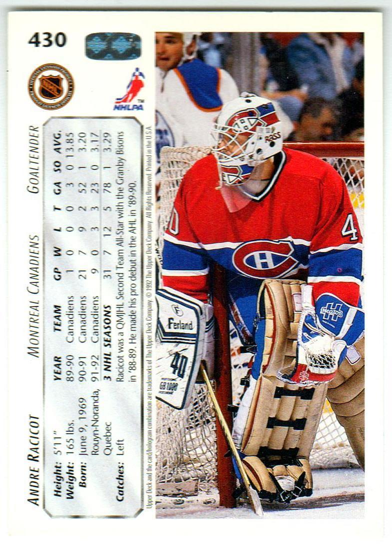 Андре Расико Монреаль Канадиенс / Andre Racicot Montreal Canadiens 1992 1