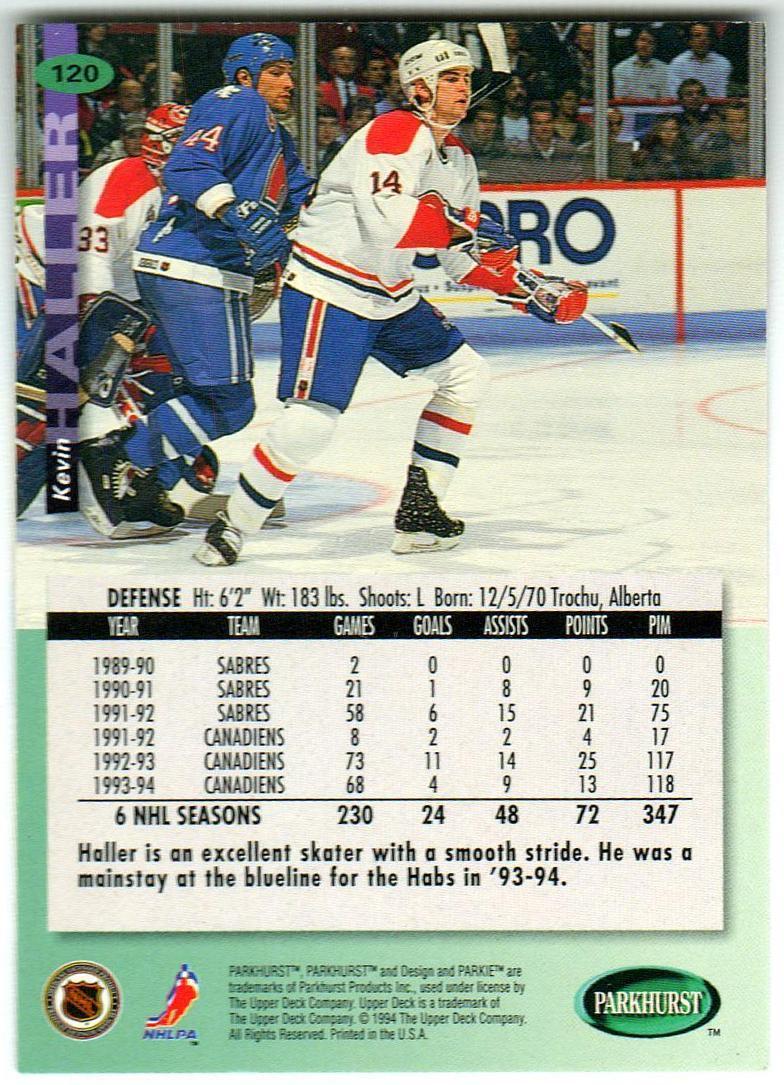 Кевин Халлер Монреаль Канадиенс / Kevin Haller Montreal Canadiens 1994/1995 NHL 1