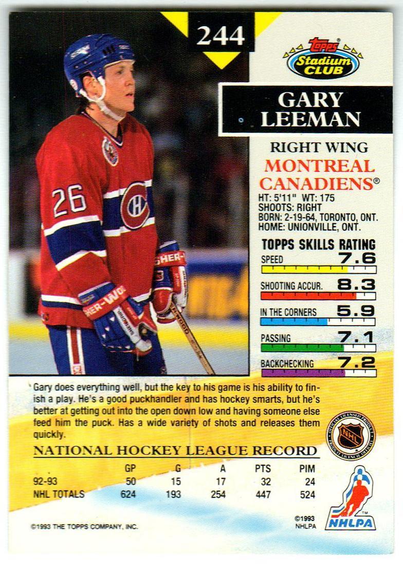 Гэри Лиман Монреаль Канадиенс / Gary Leeman Montreal Canadiens 1993/1994 1
