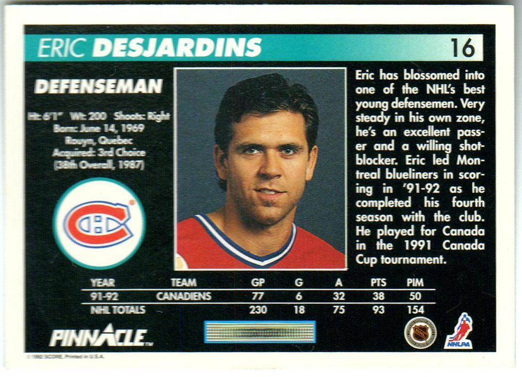 Эрик Дежарден Монреаль Канадиенс / Eric Desjardins Montreal Canadiens 1992/1993 1