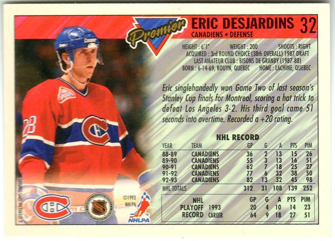 Эрик Дежарден Монреаль Канадиенс / Eric Desjardins Montreal Canadiens 1993/1994 1