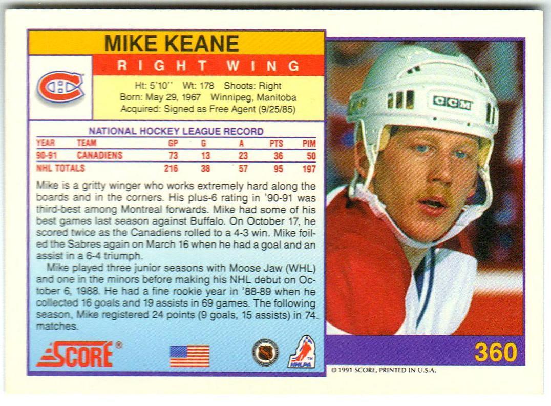 Майк Кин Монреаль Канадиенс / Mike Keane Montreal Canadiens 1991/1992 1