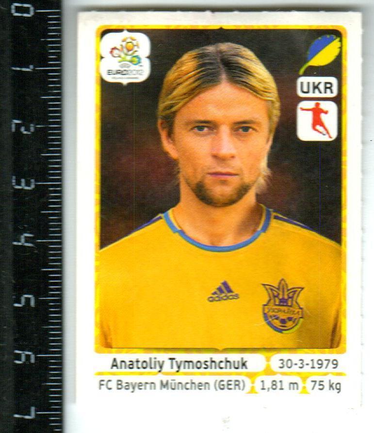 Анатолий Тимощук Tymoshchuk Украина / Бавария Мюнхен Panini Euro 2012 №412