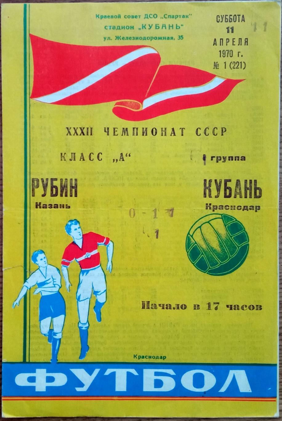 Кубань Краснодар – Рубин Казань 11.04.1970