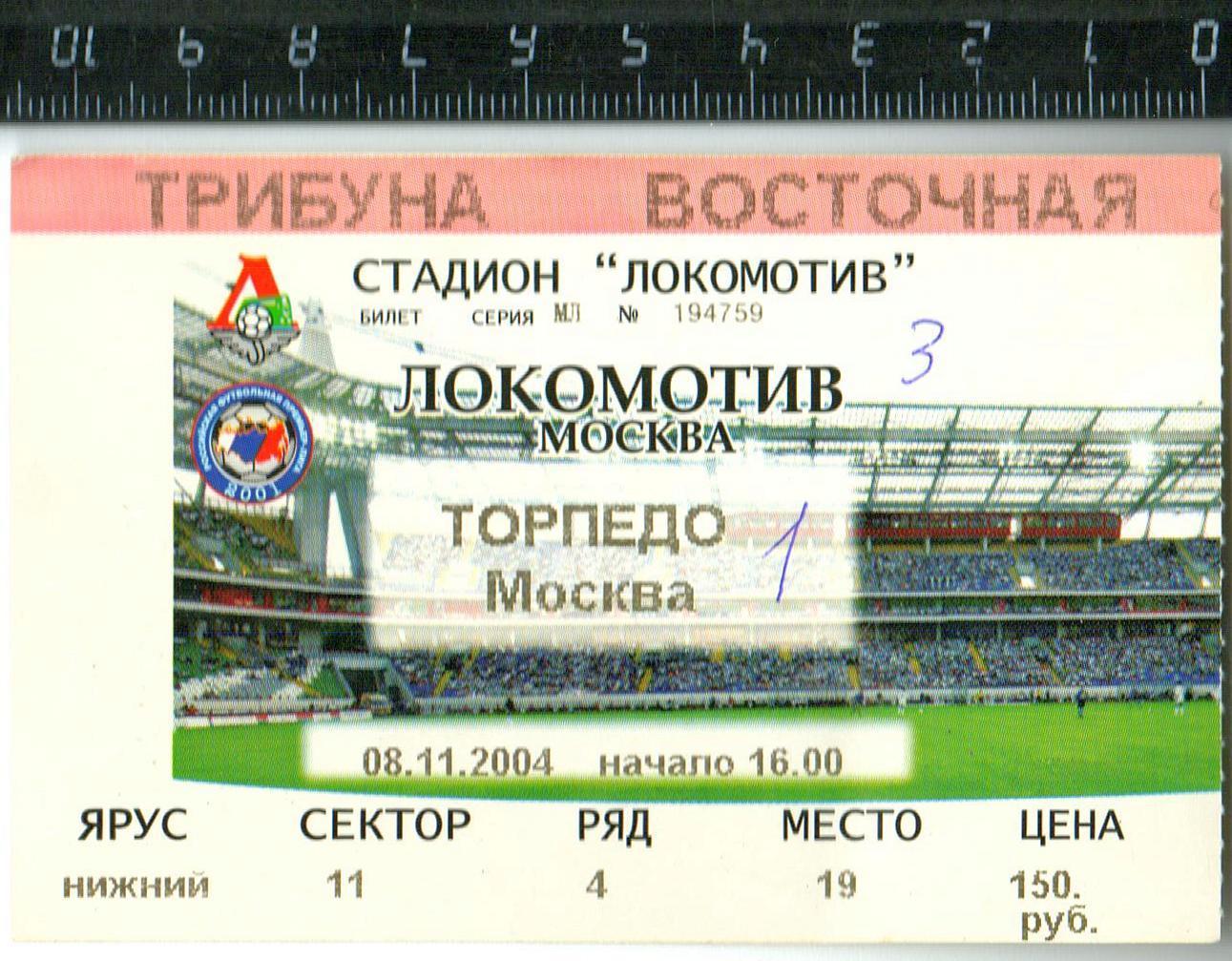 Локомотив Москва – Торпедо Москва 08.11.2004
