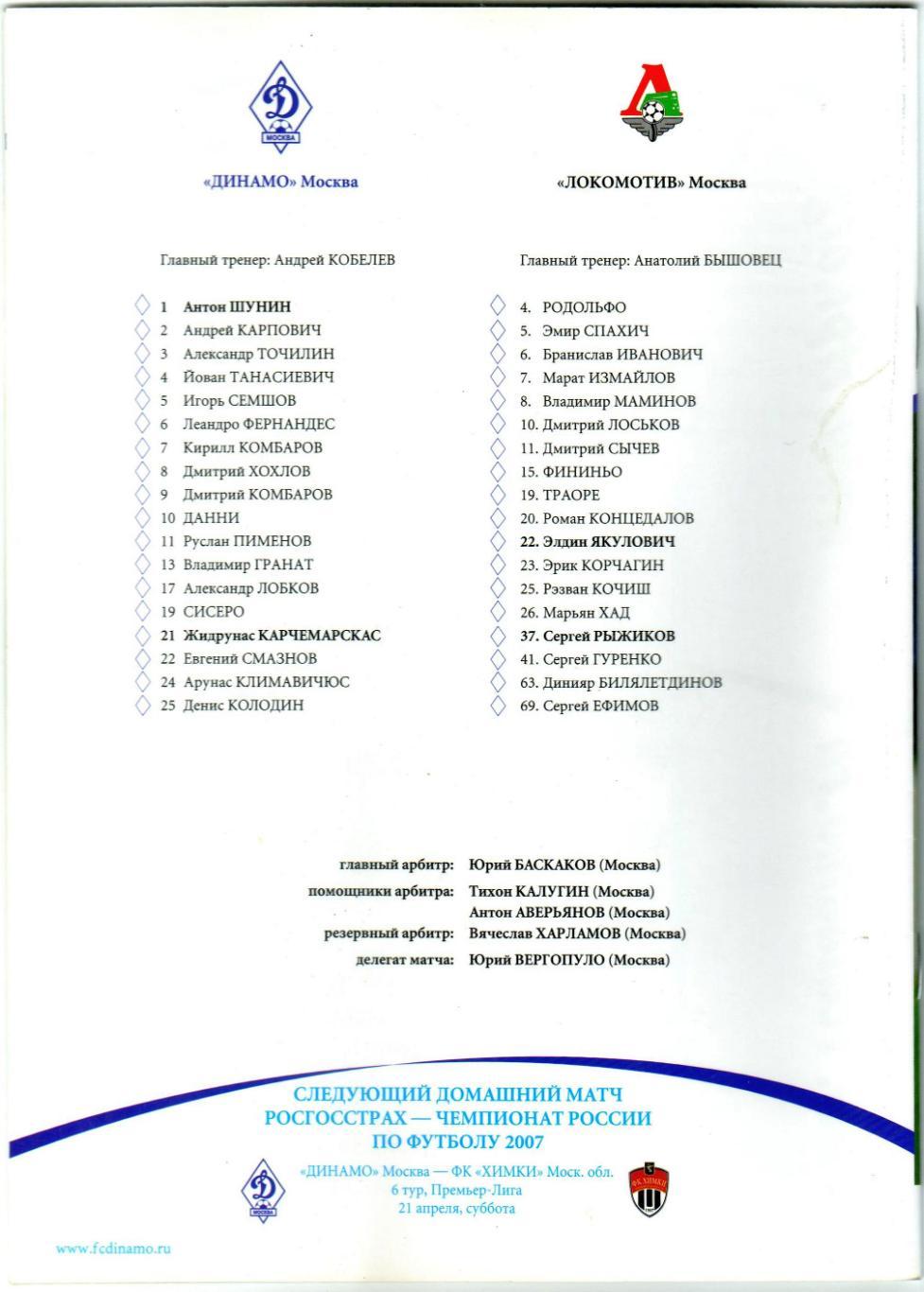 Динамо Москва – Локомотив Москва 07.04.2007 Роберт Фульда Кирилл Комбаров 1