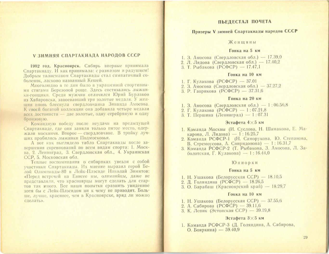 Спартакиада народов СССР 1990 Лыжные гонки История 1962 1966 1974 1978 1982 1986 2