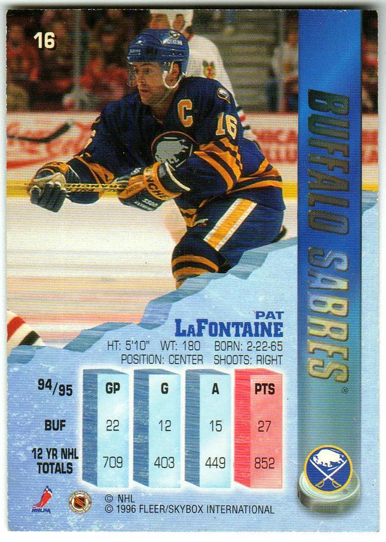 Пэт Лафонтейн Баффало Сэйбрз / Pat LaFontaine Buffalo Sabres 1996 Fleer #16 1