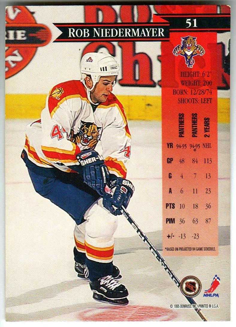 Роб Нидермайер Флорида Пантерз Rob Niedermayer Florida Panthers 1995 Donruss #51 1