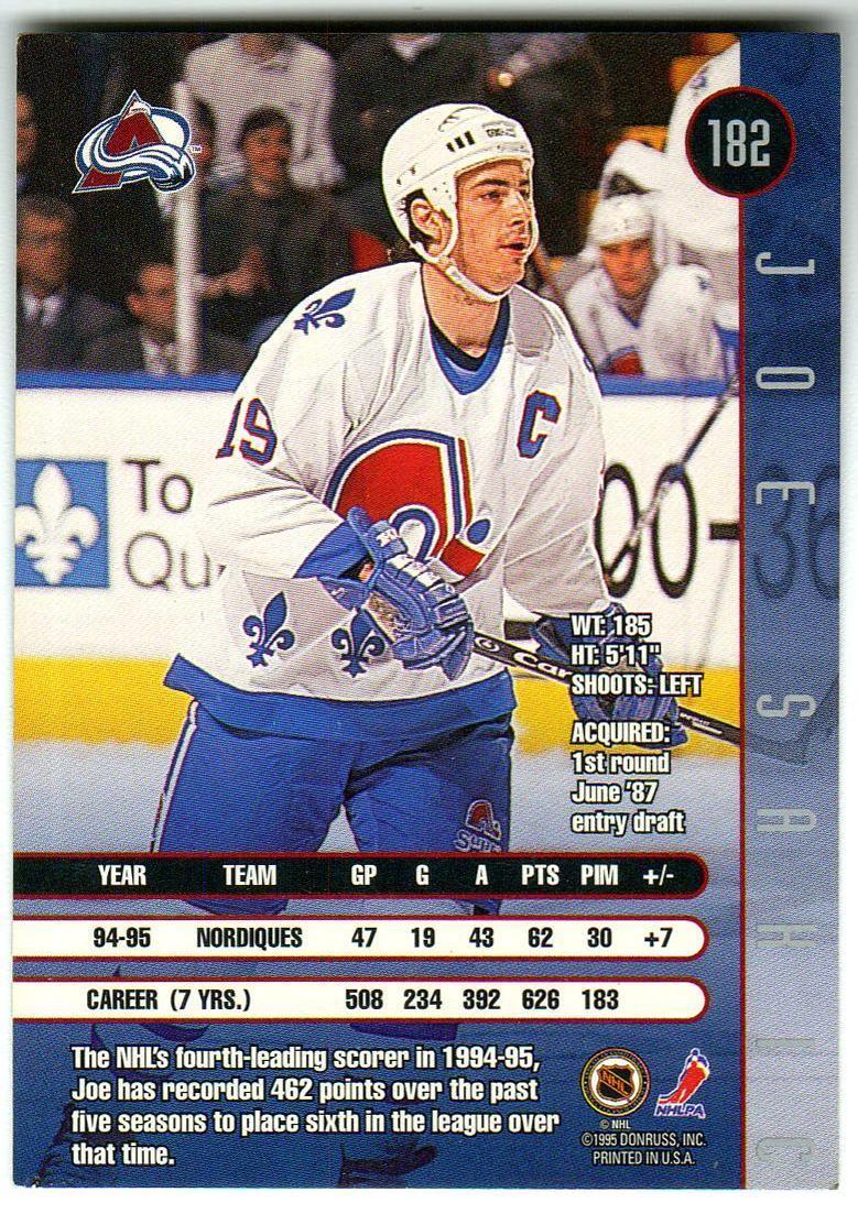 Джо Сакик Колорадо Эвеланш / Joe Sakic Colorado Avalanche 1995 Donruss #182 1