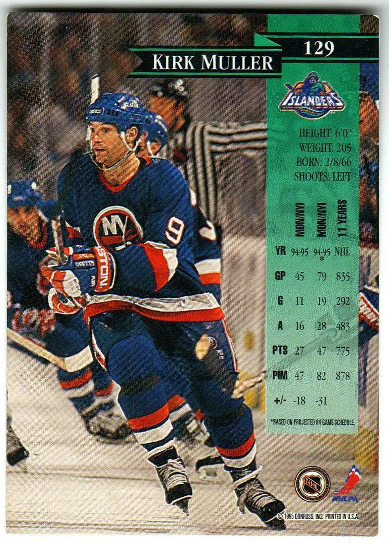 Кирк Мюллер Нью-Йорк Айлендерс / Kirk Muller New York Islanders 1995 DONRUSS 1