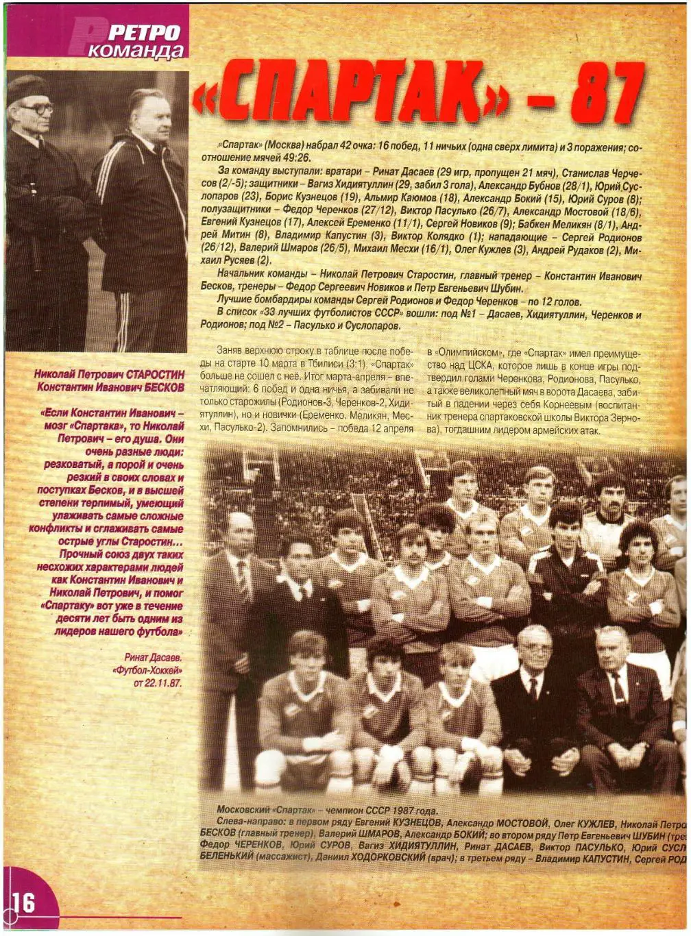Спартак №2(28) Февраль 2001 О.Романцев Ж.Мукунку История-1987 Армянский след 4