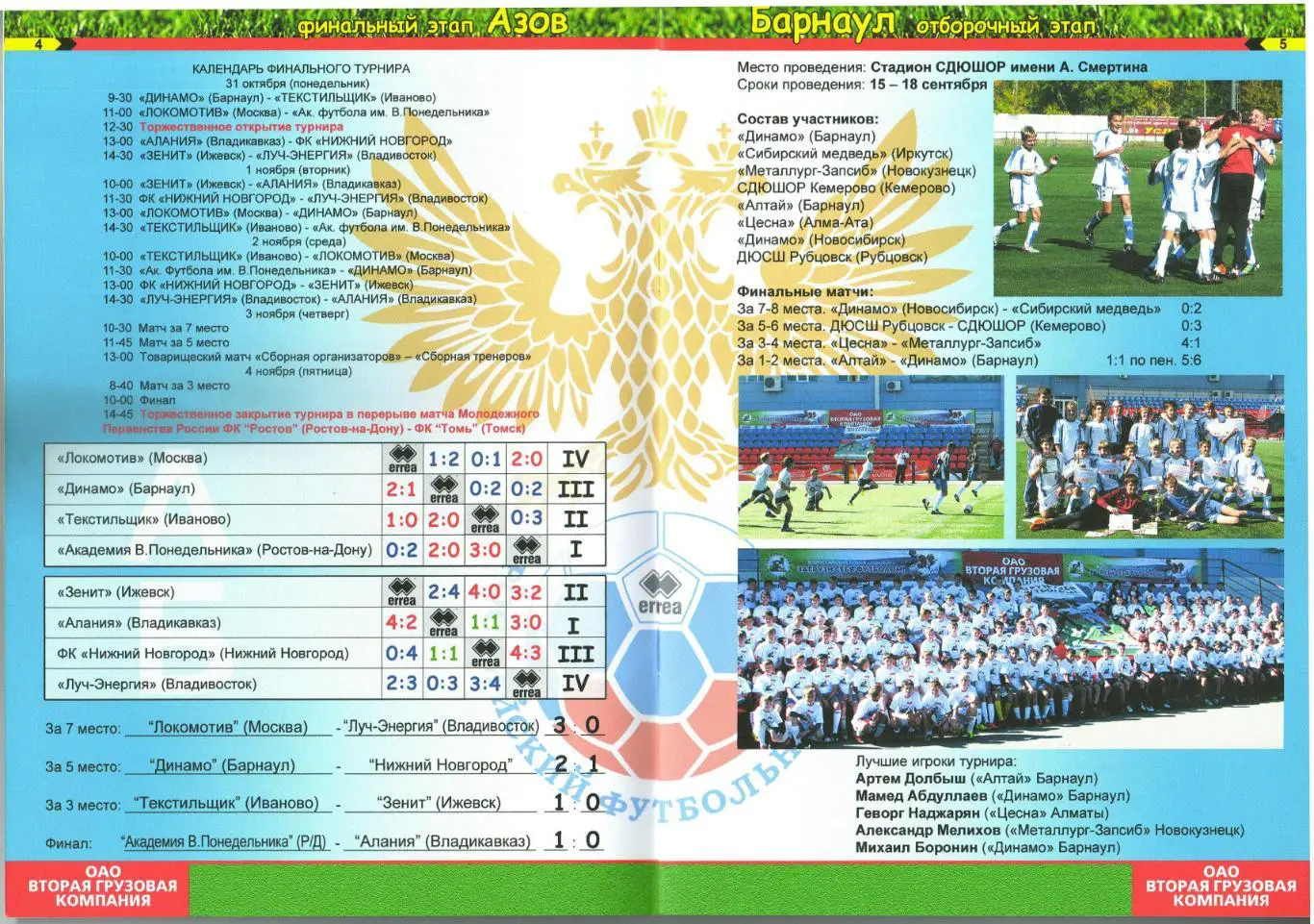 Фестиваль Загрузи себя футболом Финал 30.10-04.11.2011 Иваново Ижевск Барнаул др 1