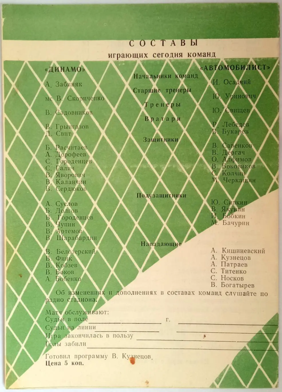 Автомобилист Красноярск – Динамо Барнаул 25.08.1979 1