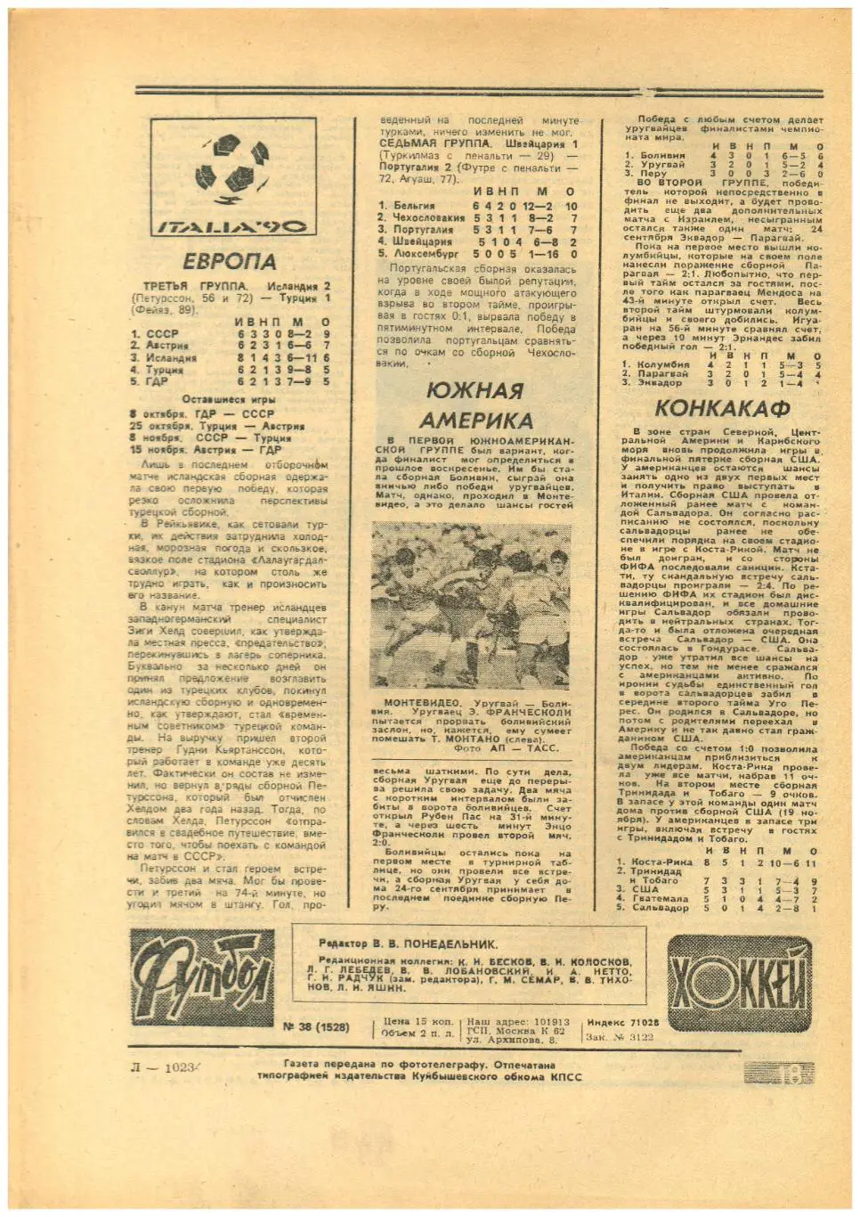 Футбол-Хоккей 1989 №38 МТМ Клубы СССР–Калгари Флеймз Вашингтон Кэпиталз/Е.Ловчев 1