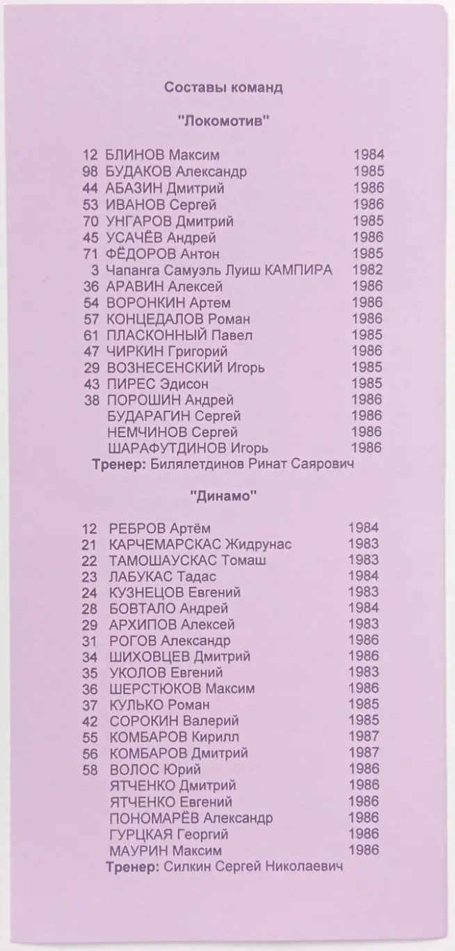 Локомотив Москва – Динамо Москва 23.07.2004 Дублеры / Дублирующие составы 1