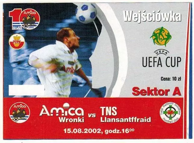 Амика Вронки Польша – ТНС / Нью-Сейнтс Ллансантфрайд Уэльс 15.08.2002 Кубок УЕФА