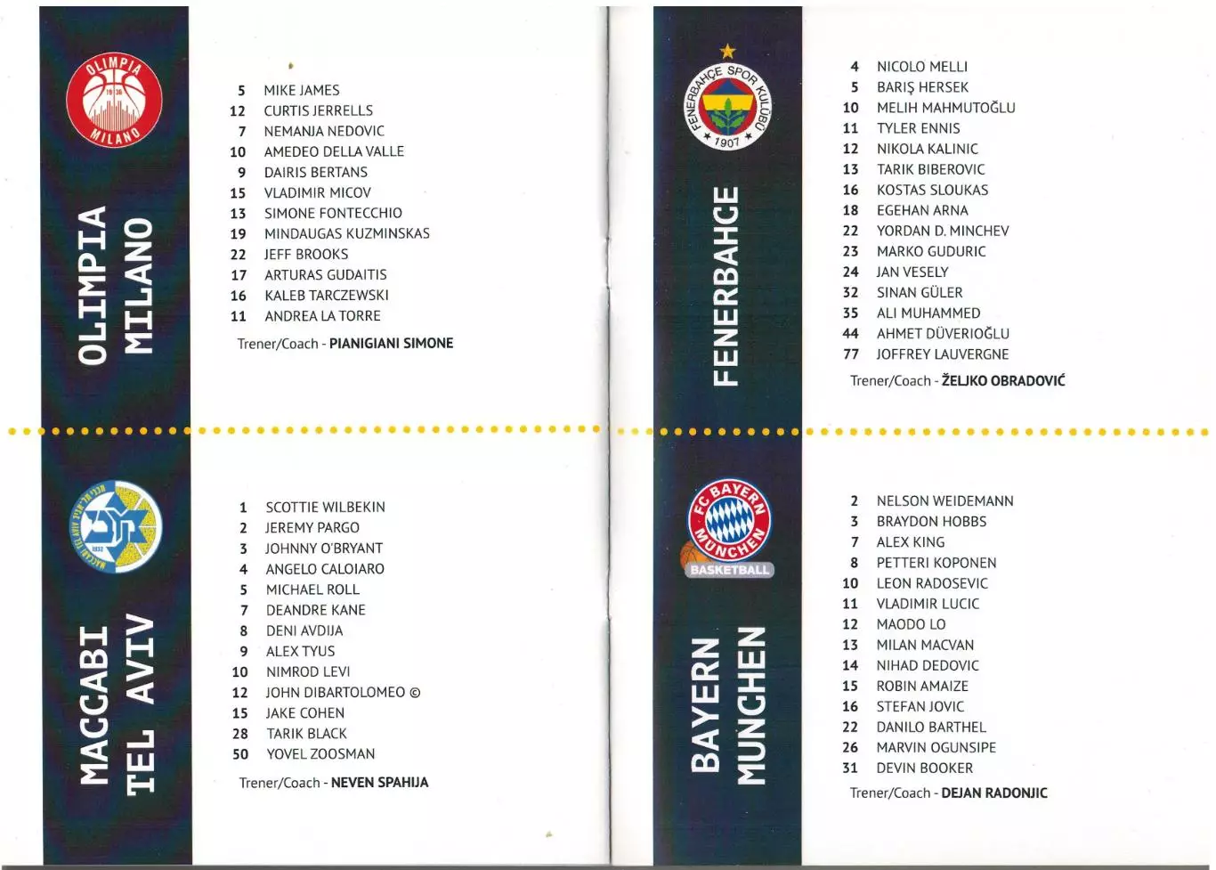 Zadar Tournament 20–23.09.2018 ЦСКА Фенербахче Маккаби Бавария Олимпия Ляонин 2