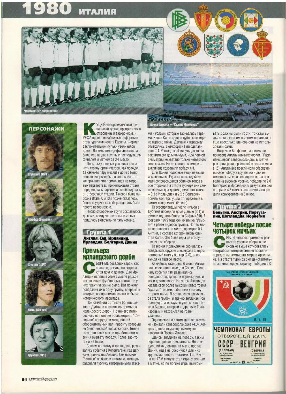 Мировой футбол Август 2000 / Л.Фигу Г.Батистута Д.Трезиге История ЧЕ 1980–1988 6