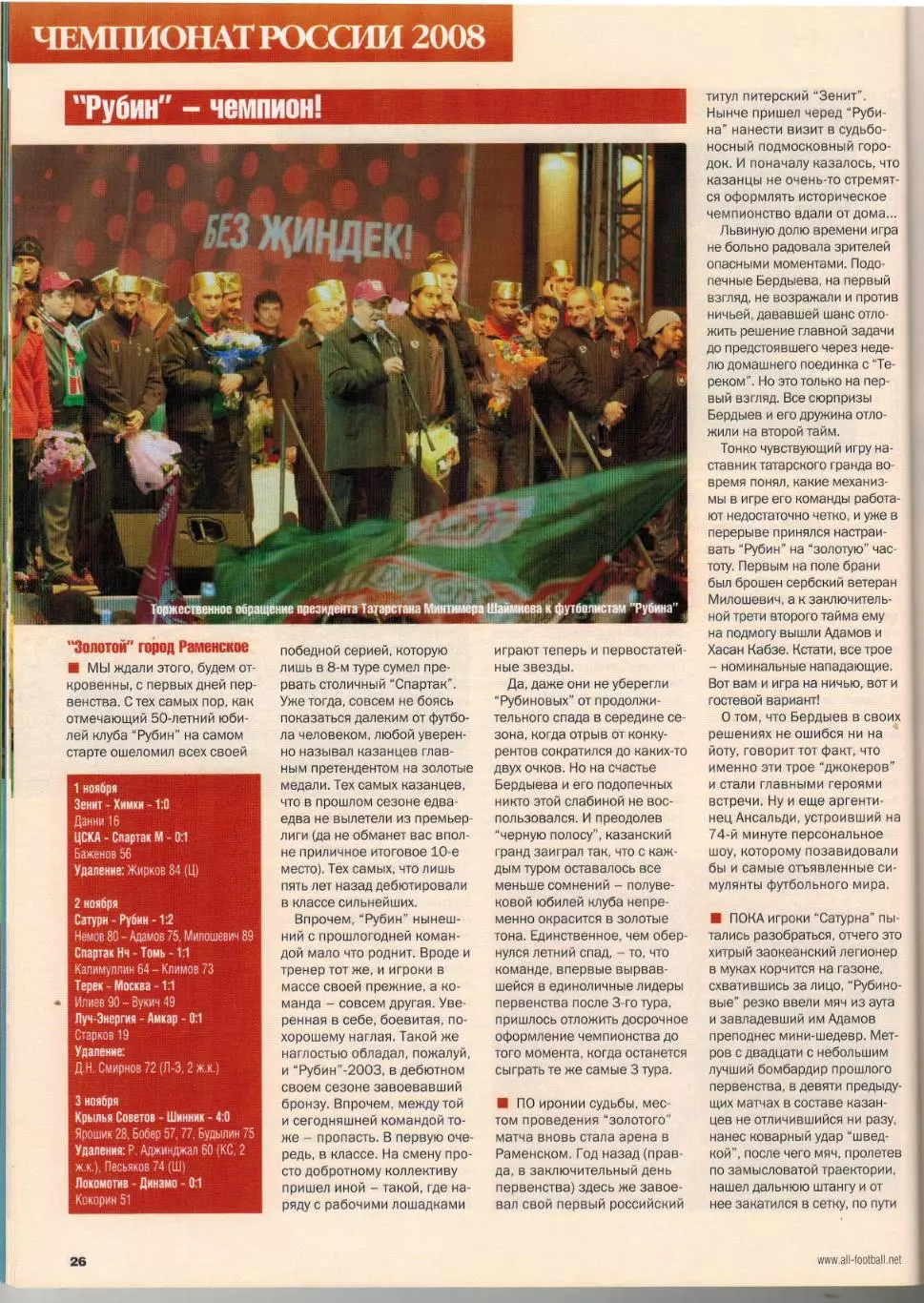 Весь футбол Декабрь 2008 / Марадона Рубин Казань-чемпион Хоффенхайм ЧМ-1962 Чили 3