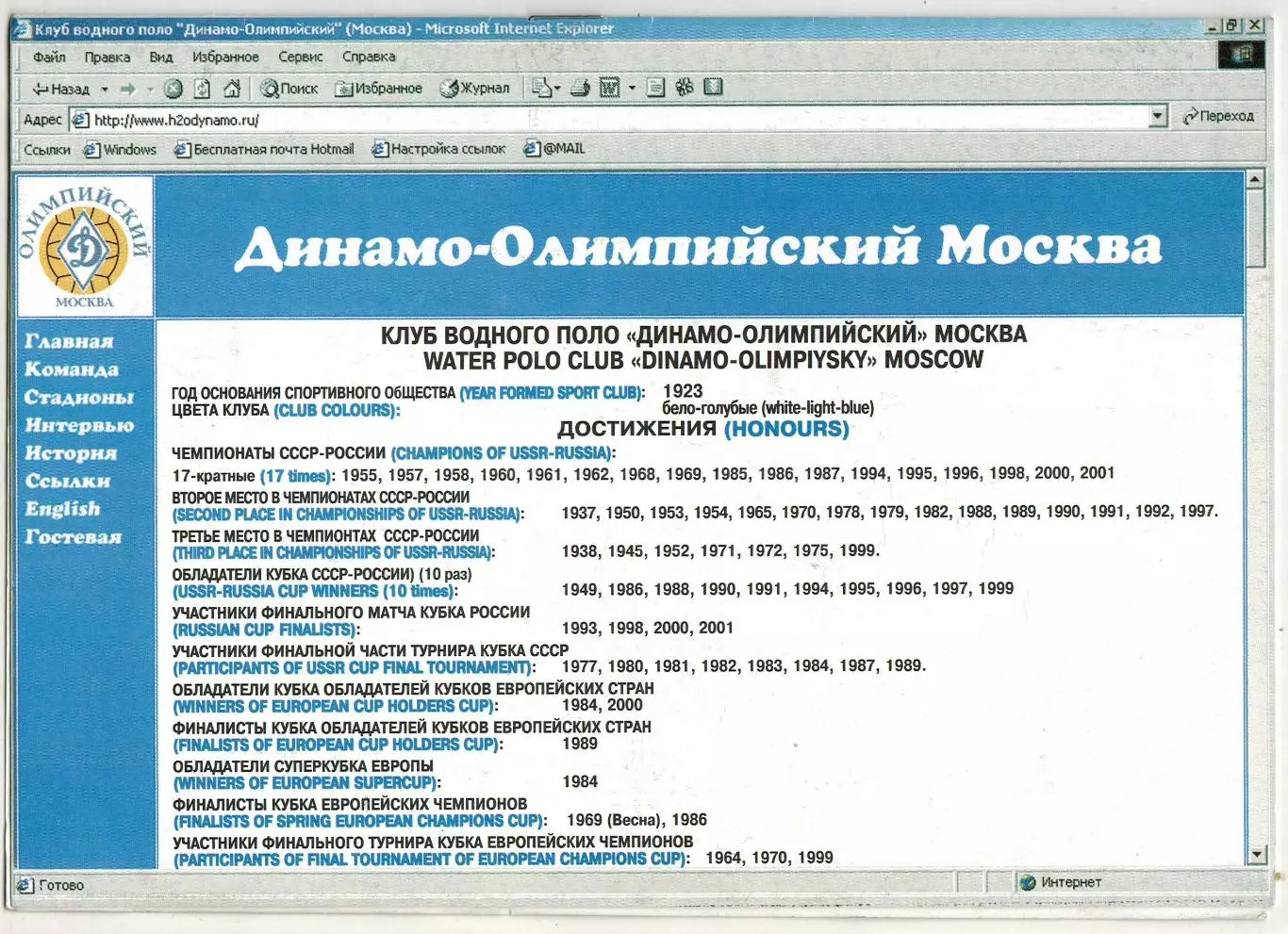 Водное поло Кубок России Мужчины 2002 Динамо Москва Волгоград Казань Казахстан 2