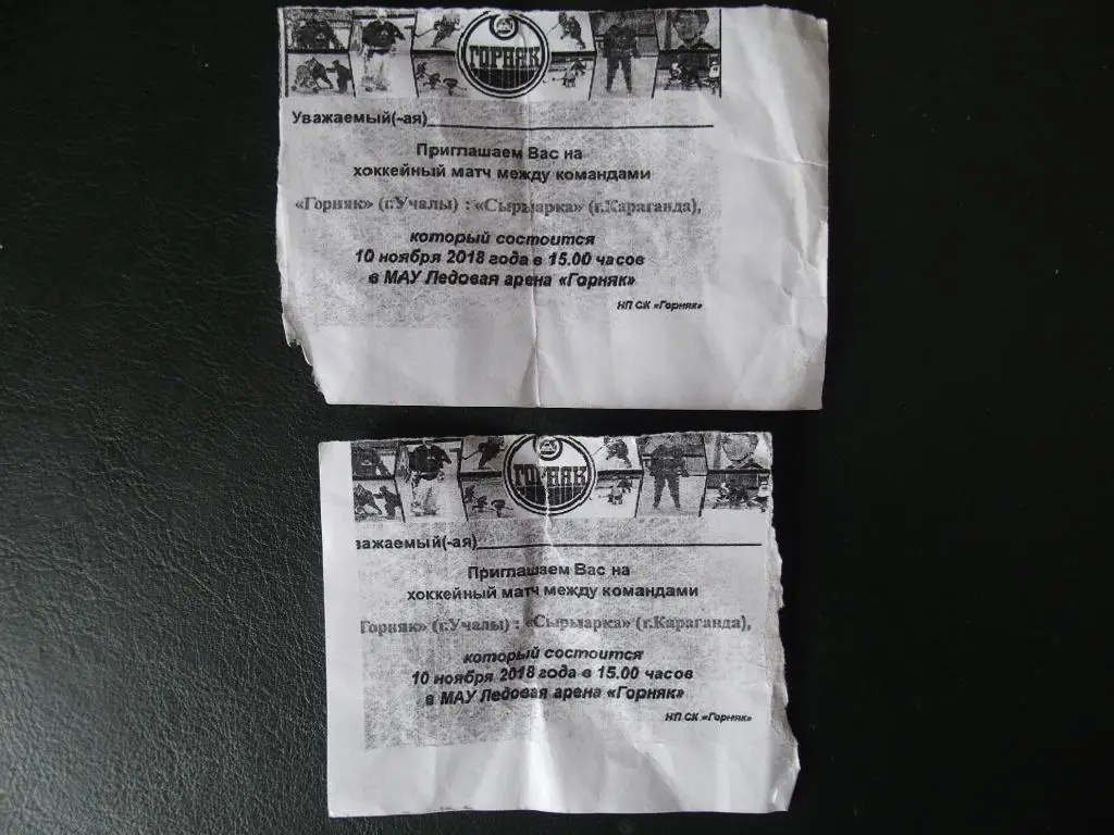 Горняк Учалы - Сарыарка Караганда 2018/2019. Нижний билет.