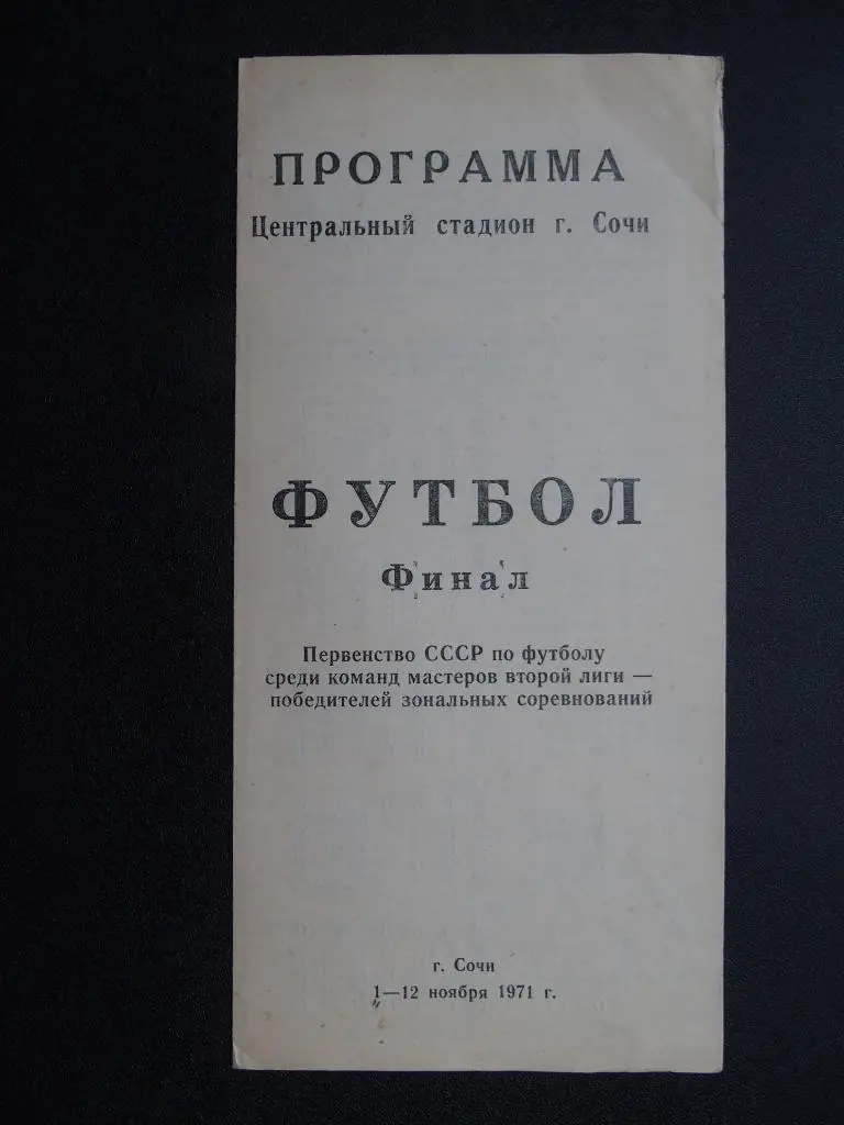 Сочи. Турнир победителей зон 2 лиги. 1-12 ноября 1971 г. Участники - в описании.