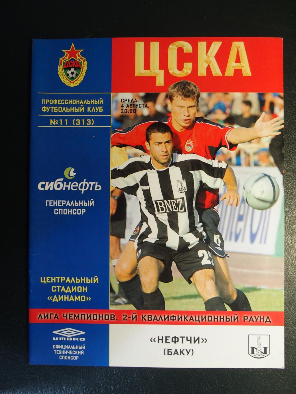 ЦСКА - Нефтчи Баку, Азербайджан. 4 августа 2004 г. Лига Чемпионов.