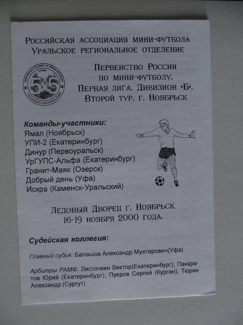 1 лига. 16-19.11.2000. Ямал Ноябрьск, Динур Первоуральск, Гранит Озерск и др.