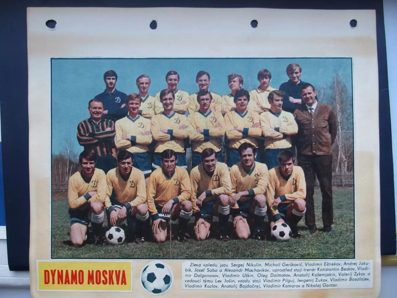ФК Динамо (Москва). 1970-е. Из журнала Стадион (Старт?). Наклеено на картон.