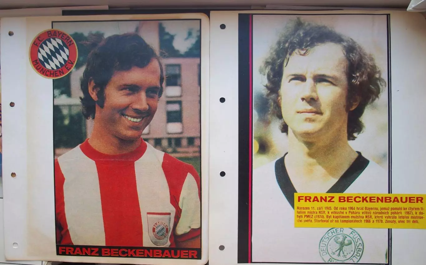 Ф. Беккенбауер (Бавария, сб. ФРГ). Ж-л Стадион (Старт?). Наклеено на картон.