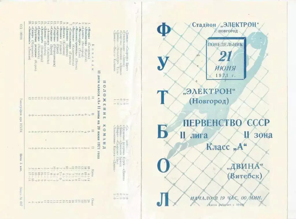 1971 Электрон Новгород - Двина Витебск