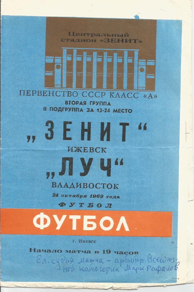 1969 Зенит Ижевск - Луч Владивосток