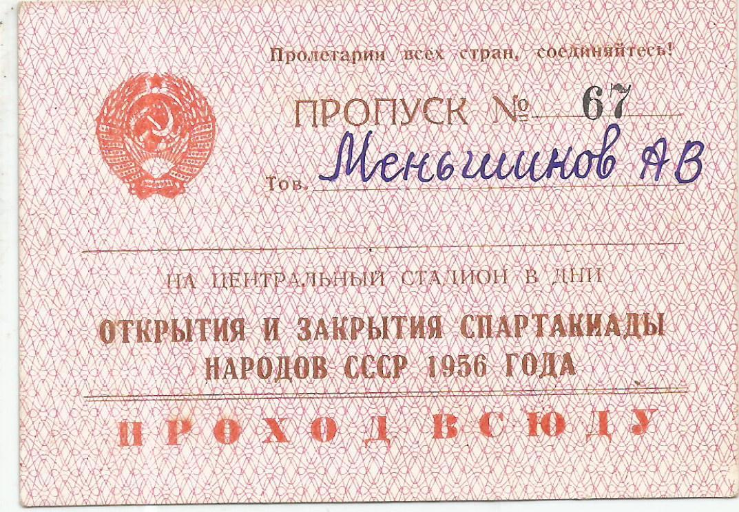 1956 Спартакиада народов СССР пропуск