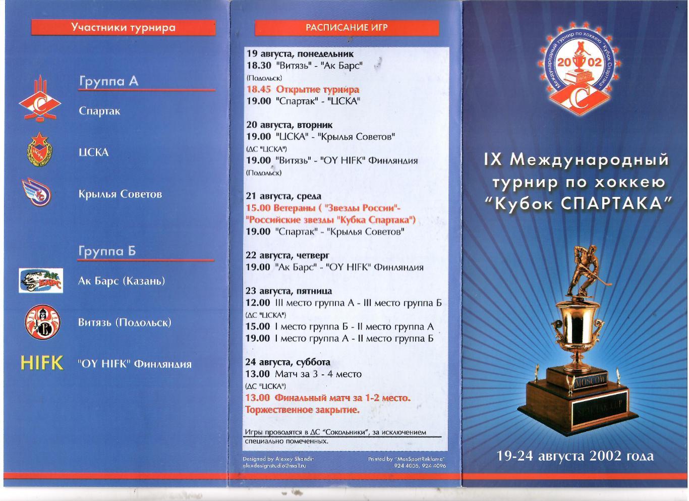 2002 Хоккей Спартак Москва - ЦСКА и другие на Кубке Спартака