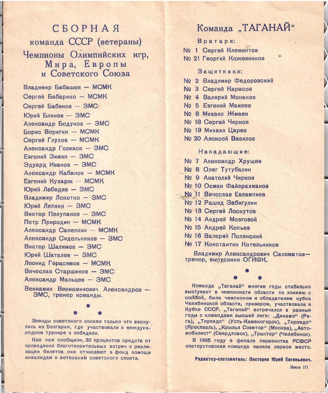 1990 Хоккей Таганай Златоуст - Сборная СССР 1