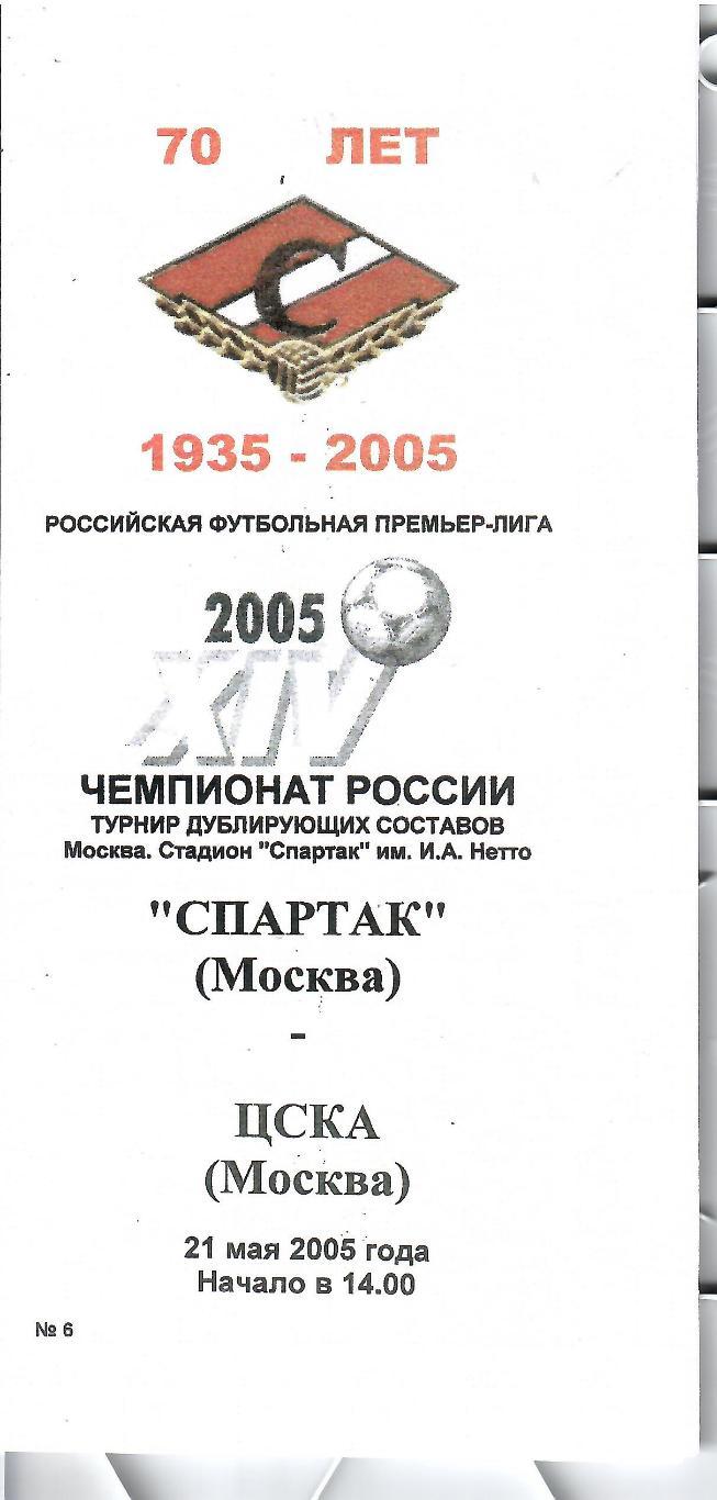 2005 Спартак Москва – ЦСКА Дублирующие составы