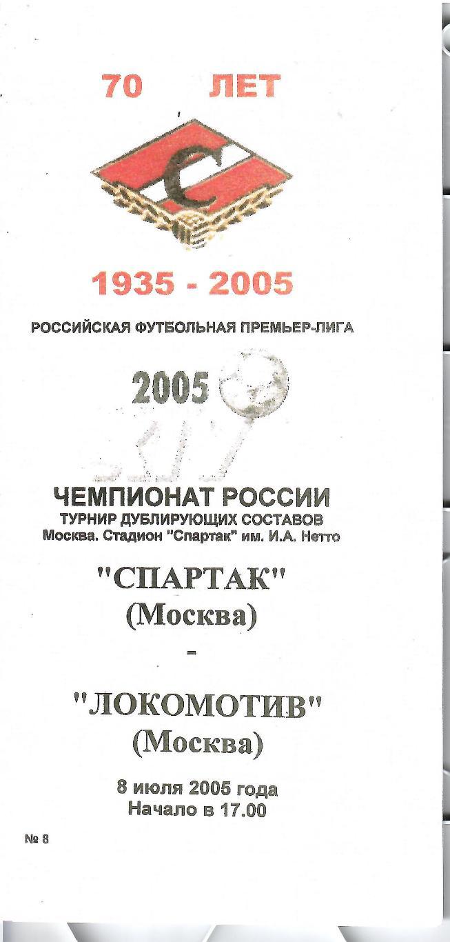 2005 Спартак Москва – Локомотив Москва Дублирующие составы