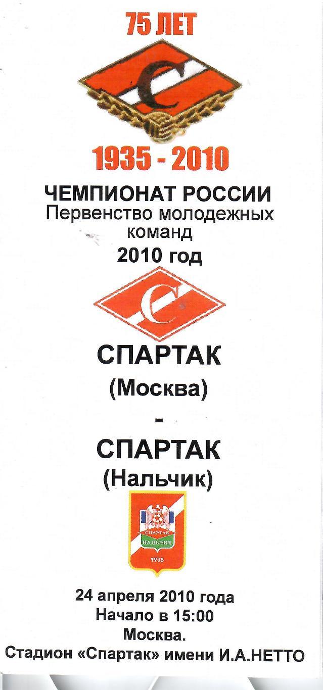 2010 Спартак Москва - Спартак Нальчик молодежные