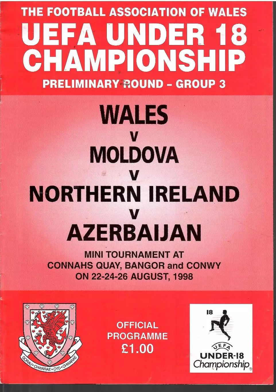 1998 Сборная Уэльс - Молдова - Северная Ирландия - Азербайджан ЧЕ 18 лет
