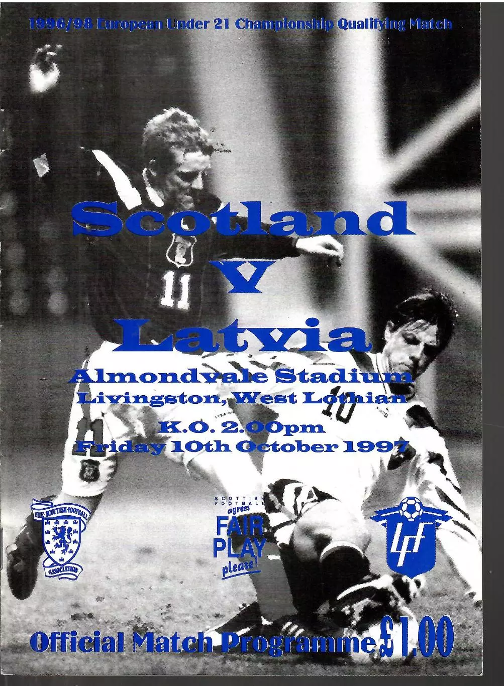 1997 Сборная Шотландия - Латвия Чемпионат Европы молодежные