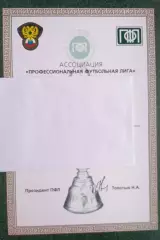 диплом РФС за подписью президента ПФЛ Толстых Н.А.....2010 год