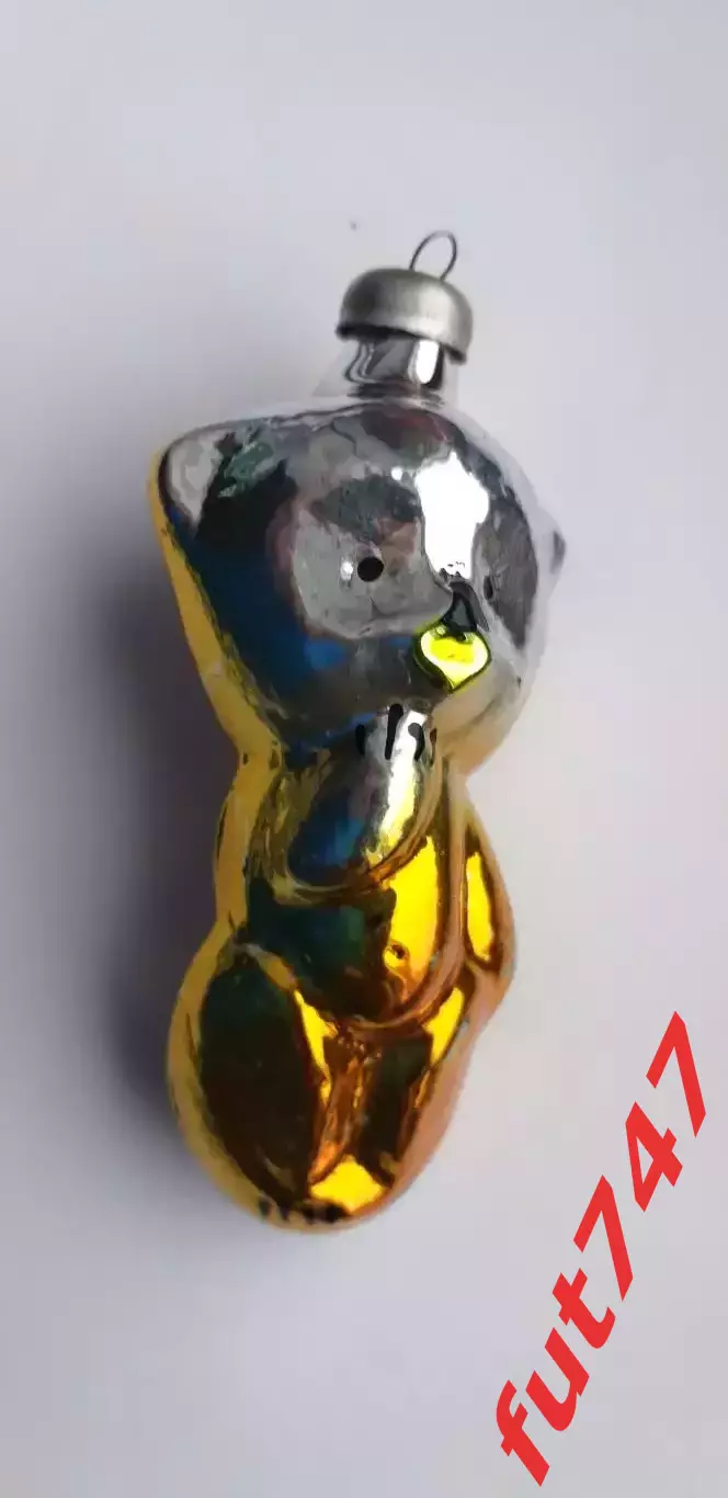 елочная игрушка СССР медвеженок сосущий лапу.