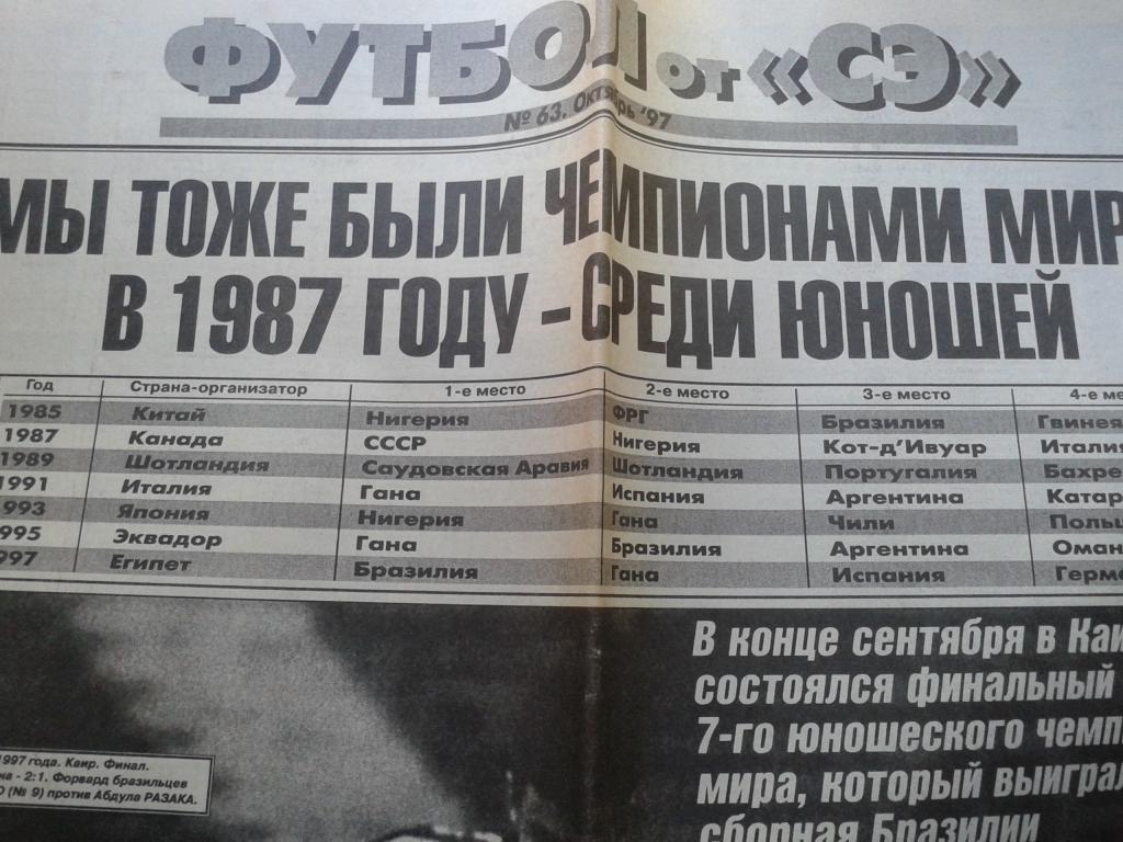 Футбол приложение к Спорт - экспресс 1997 год №63